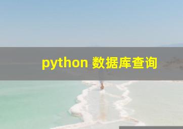 python 数据库查询